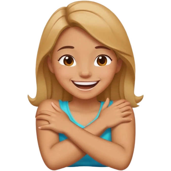 girl with arms crossed around her neck laughing emoji