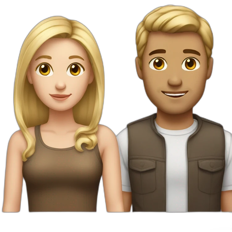 couple brown hair man and blonde hair woman emoji
