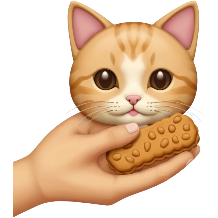 Create this which a hand holding a cat treat emoji