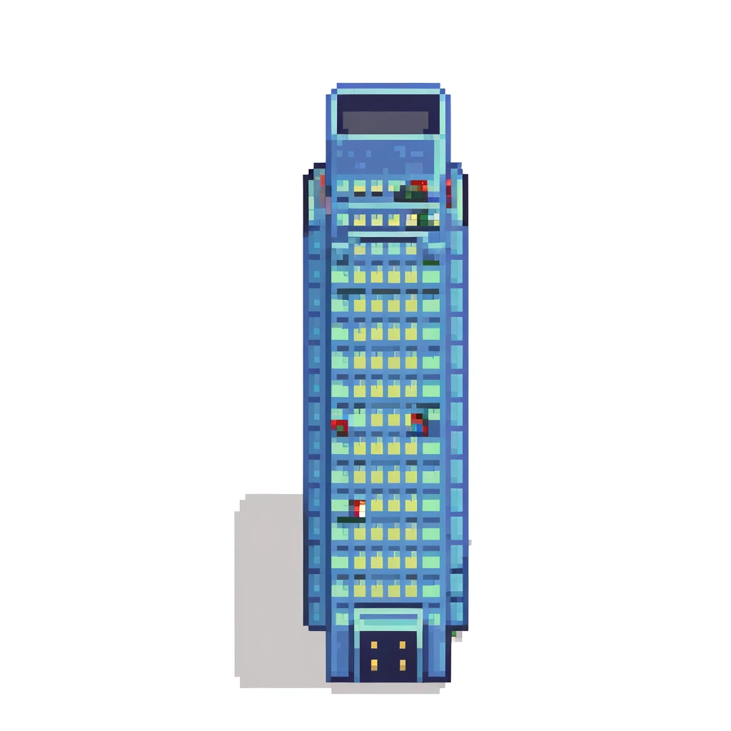 simple iconic skyscraper building with windows, icon-like emoji
