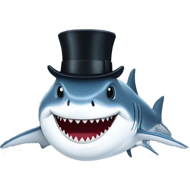 Shark with a top hat emoji