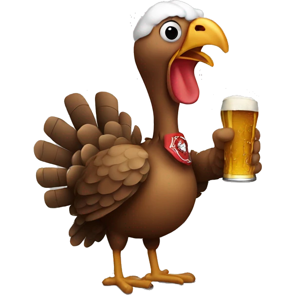 Turkey drinking beer and watching football emoji