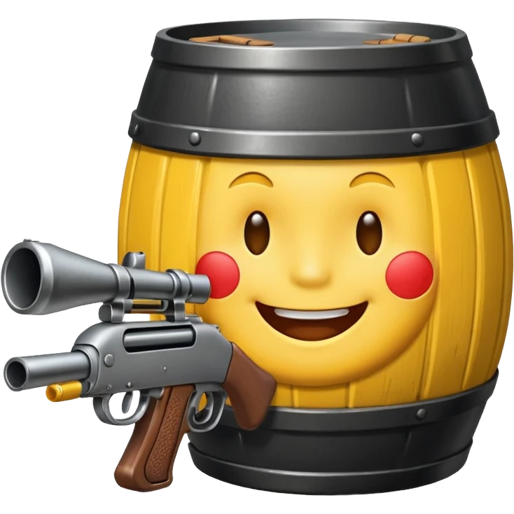 Create a smiling face emoji that’s sucking on the barrel of a shotgun emoji