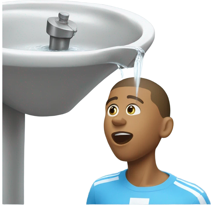 mbappe drinking from a water fountai emoji