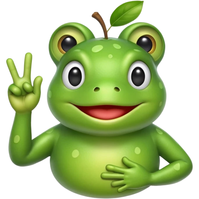Apple frog emoji that is doing the hand sign of the deaf emoji emoji