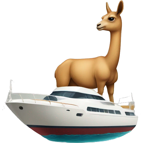 vicuna standing on a yacht emoji