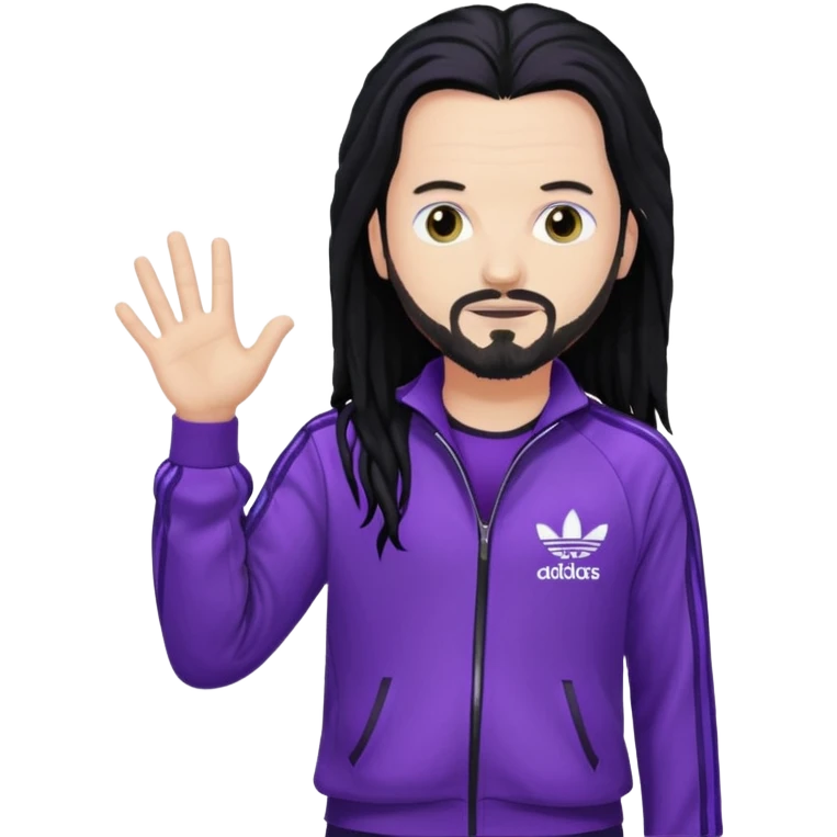 Jonathan Davis long black hair, sequin purple Adidas outfit emoji