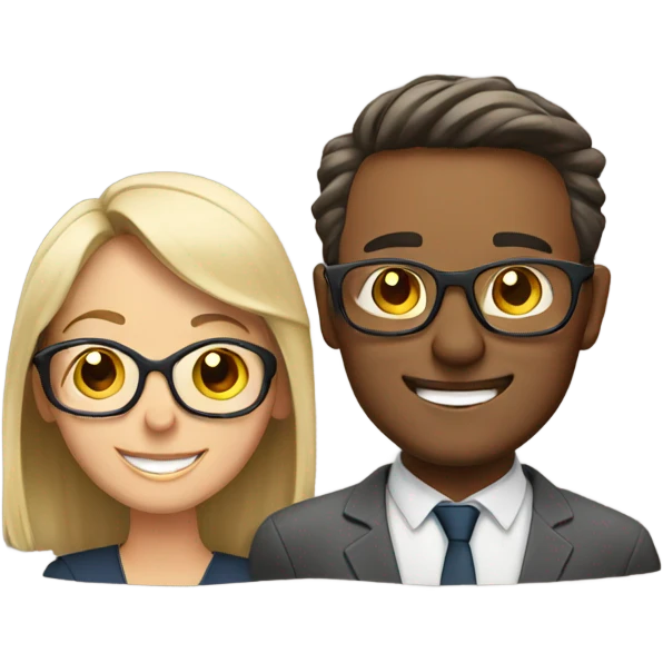 Husband and wife with glasses and smiles emoji