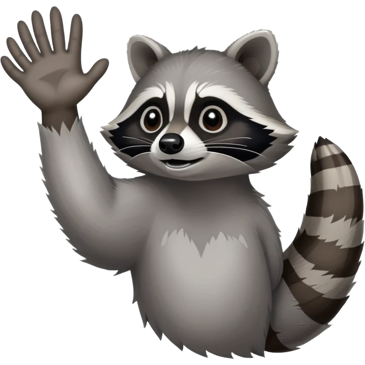 raccoon hand and forearm reaching out as if grabbing something, back of the hand visible, no raccoon body emoji