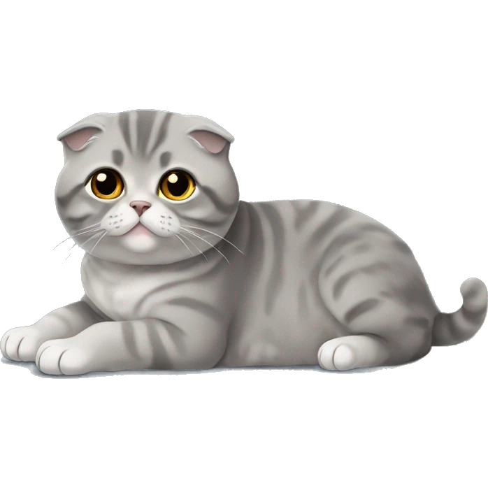 Gray Scottish fold laying emoji
