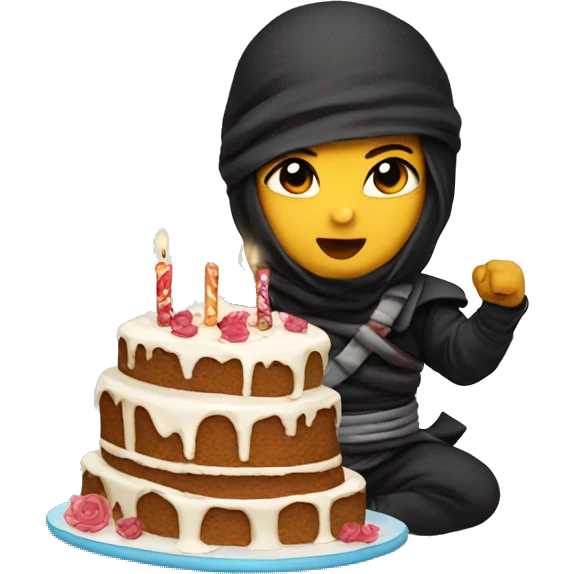 baby ninja with birthday cake  emoji