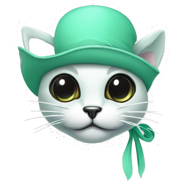 cat face whiskers mint green pirate hat eyepatch emoji