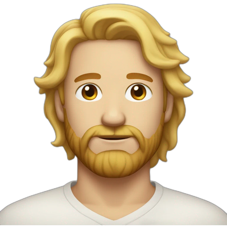 man longs hair colors blond honey eyes closed freckles under the eyes discreet beard  emoji