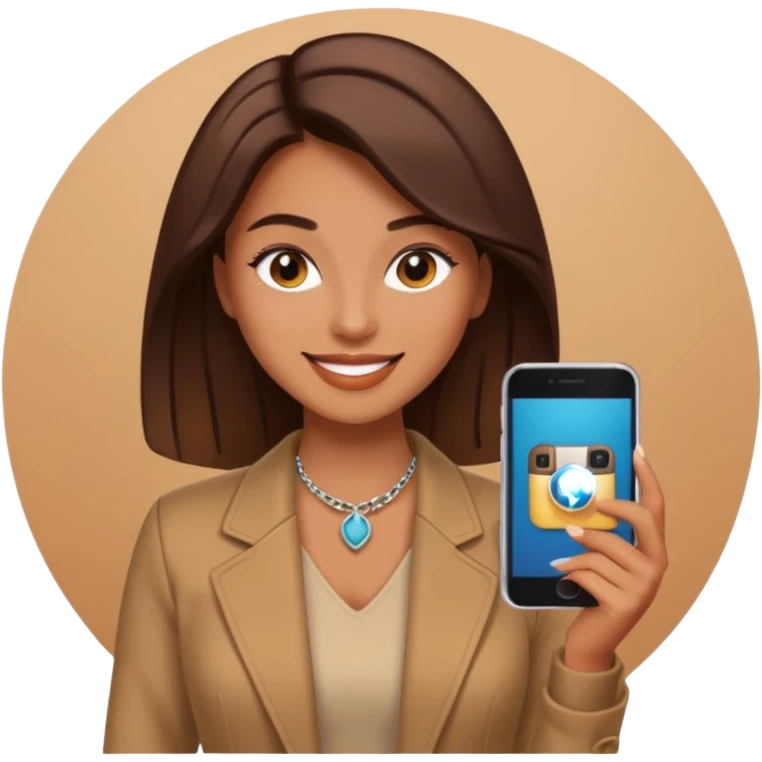 una señora entrando a mi  Instagram  para promocionar mi marca emoji