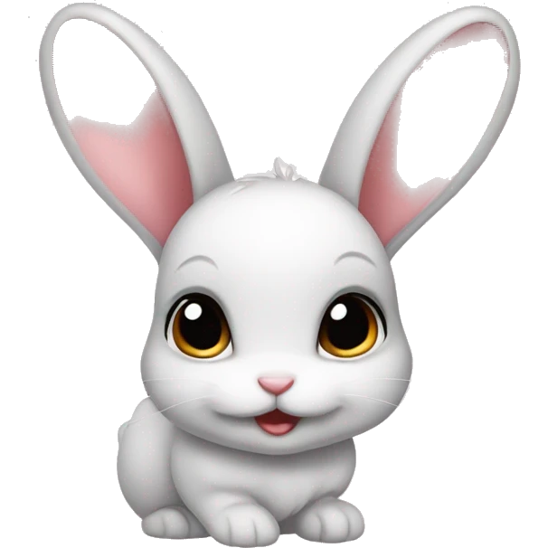 Baby bunny with coquette bow on ear emoji