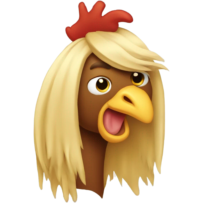 Rooster with long blonde hair emoji