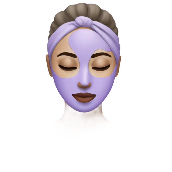 Lady with pastel Purple face mask spa beauty full face relaxing emoji
