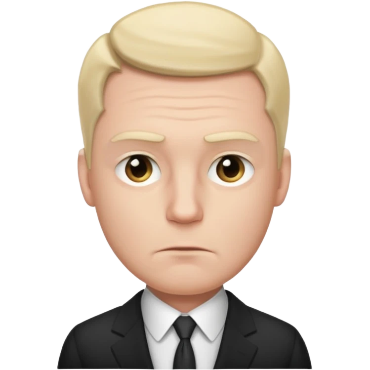 white man in formal suit in thought, in thought, one raised eyebrow emoji