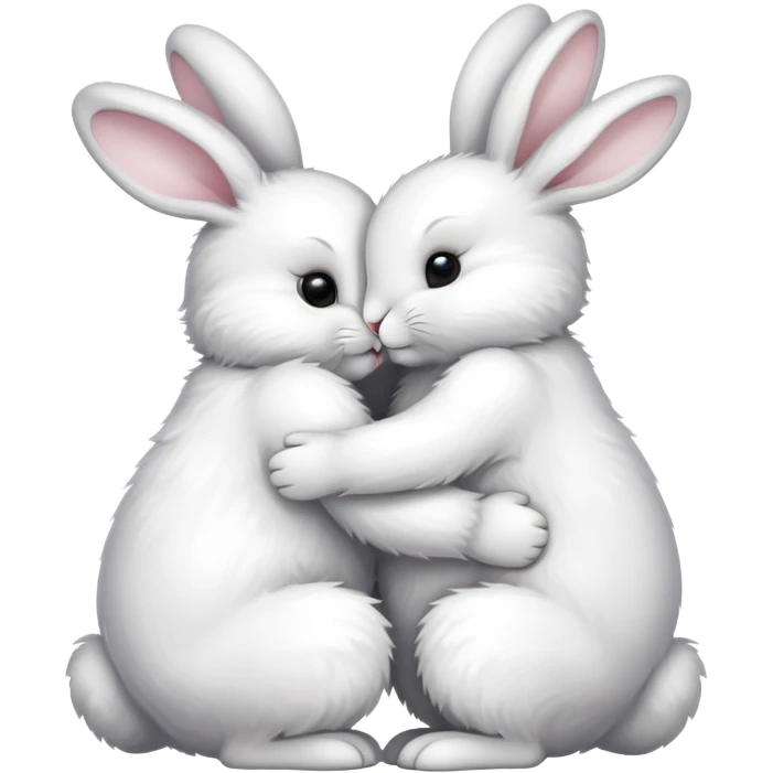 A big hug between two bunnny emoji