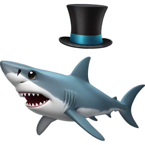 Shark with a top hat emoji