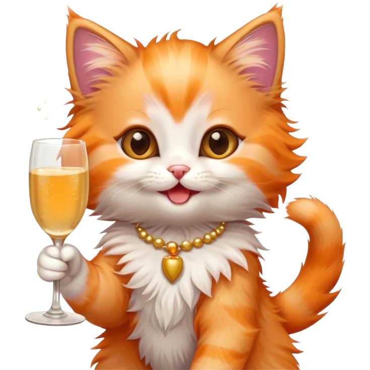 Kitten doing cheers with champagne  emoji