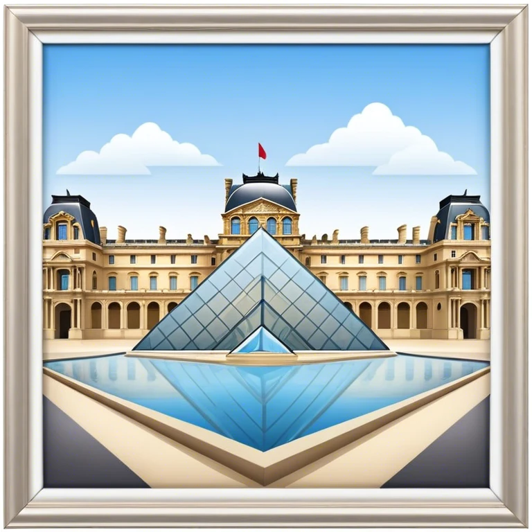 Louvre Museum Landmark Emoji – Showing the glass pyramid entrance with the historic palace in the background. emoji