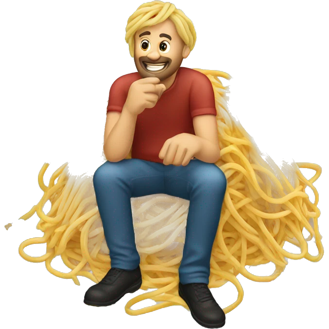 Spaghetti noodles with man sitting on top  emoji