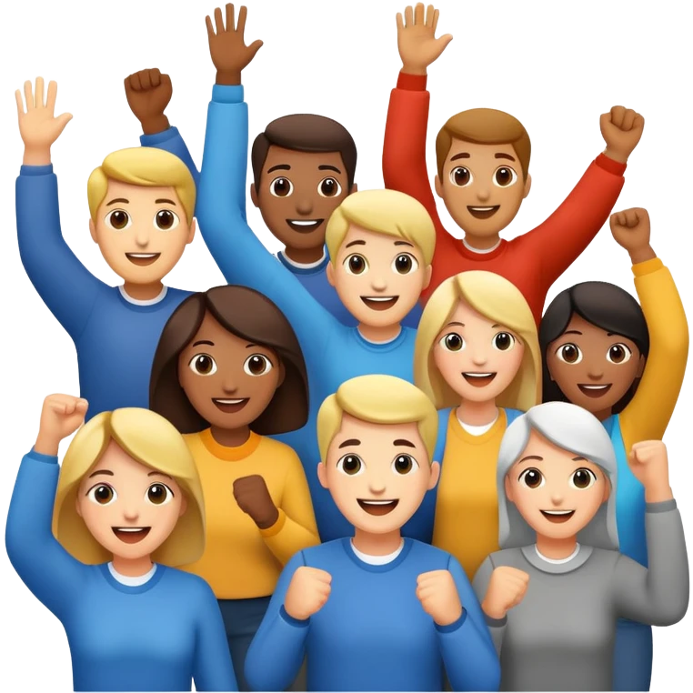 community of people cheering together emoji