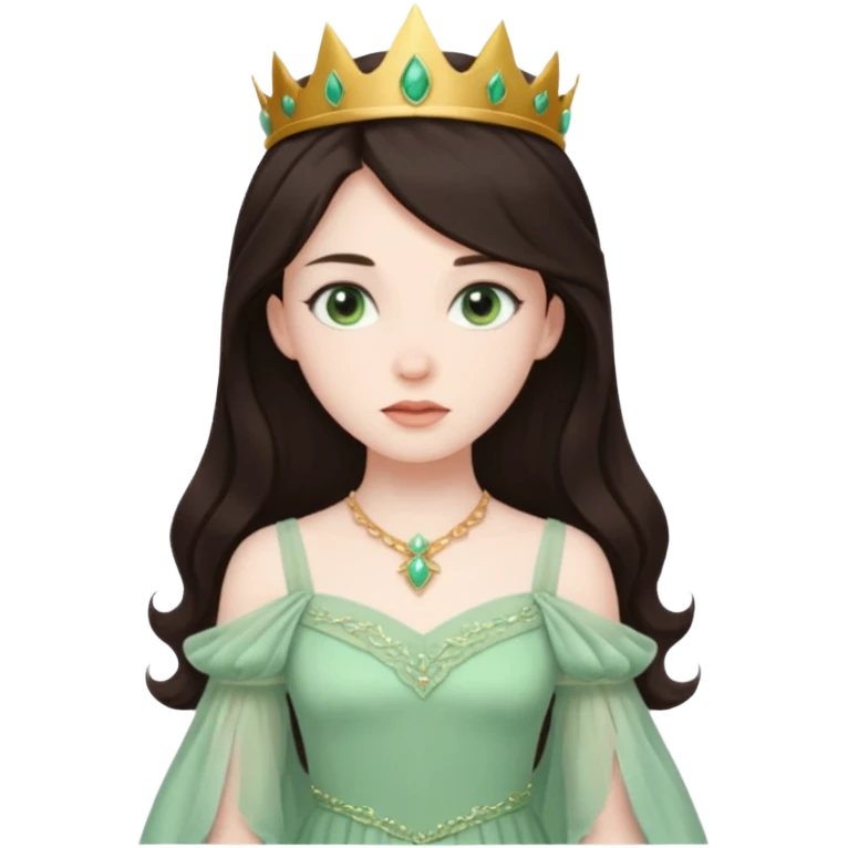 Princess Ozma from The Land of Oz with long dark brown hair, pale green outfit emoji