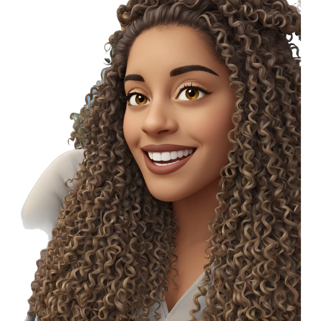 smiling girl with curly hair emoji