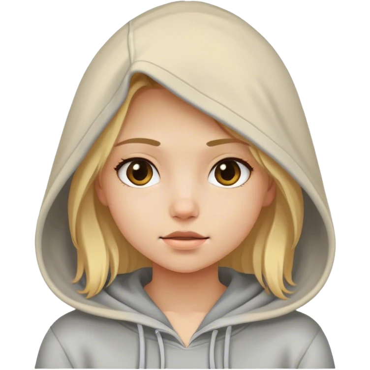 a girl with blond hair wearing a hoodie emoji