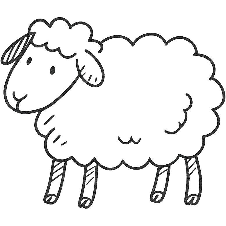 hand-drawn outlined sheep icon emoji