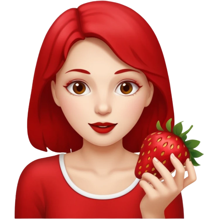 the woman eating strawberries
 emoji
