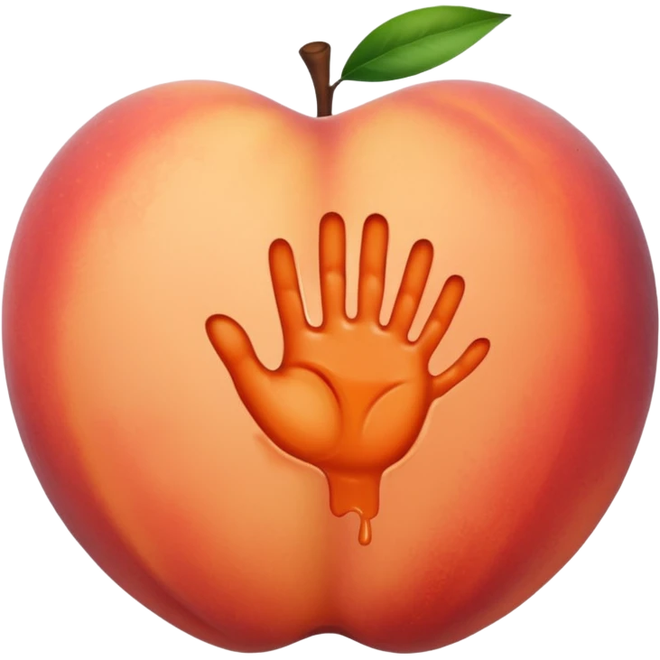 peach emoji with hand print  emoji
