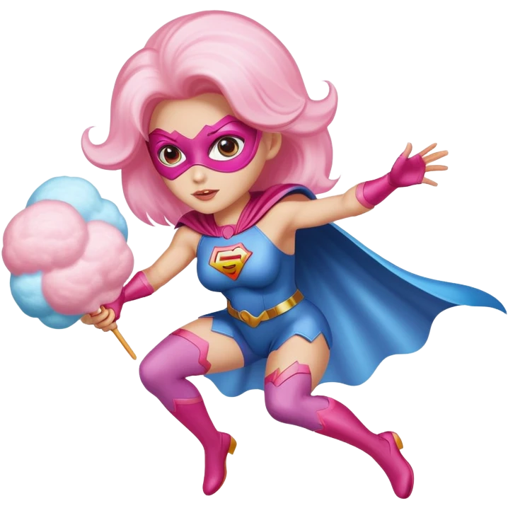 cotton candy woman super hero flying emoji