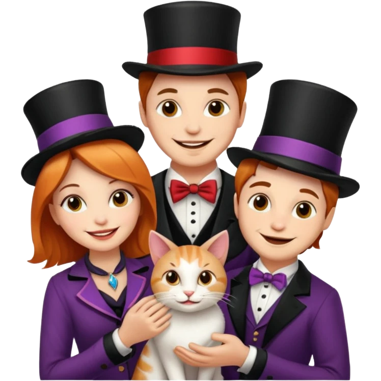 magician couple and their pet cat emoji