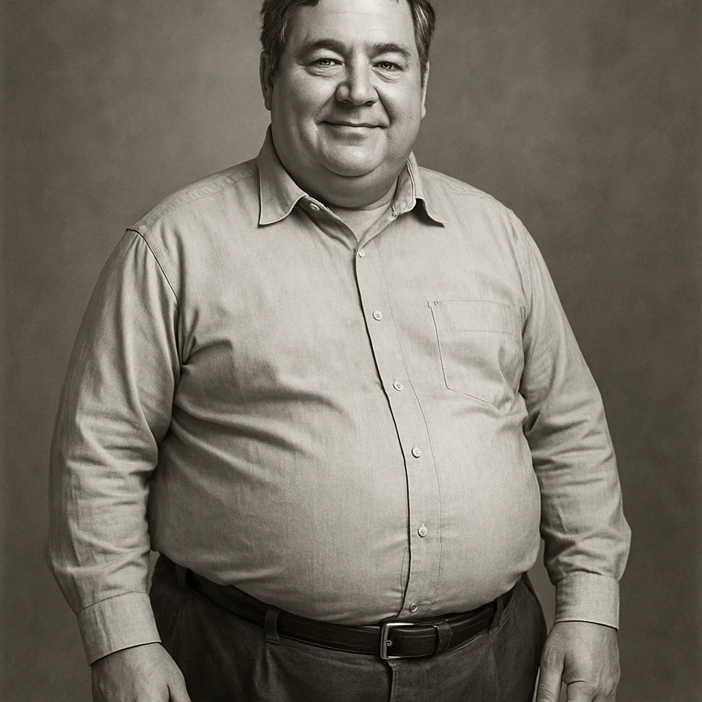 portly man in shirt and trousers emoji