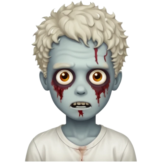 Zombie boy with medium messy curly hair with white shirt  emoji