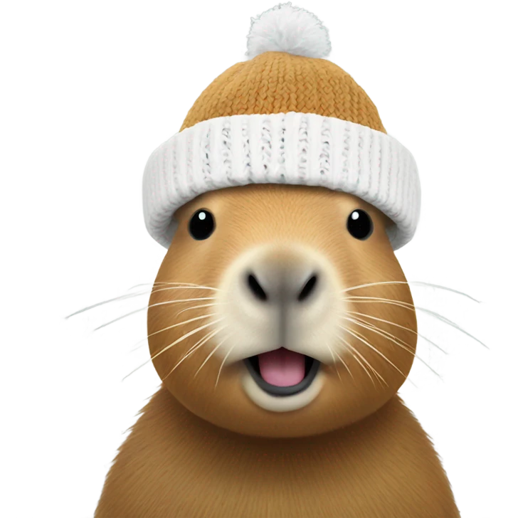 Capybara in a white knitted hat emoji