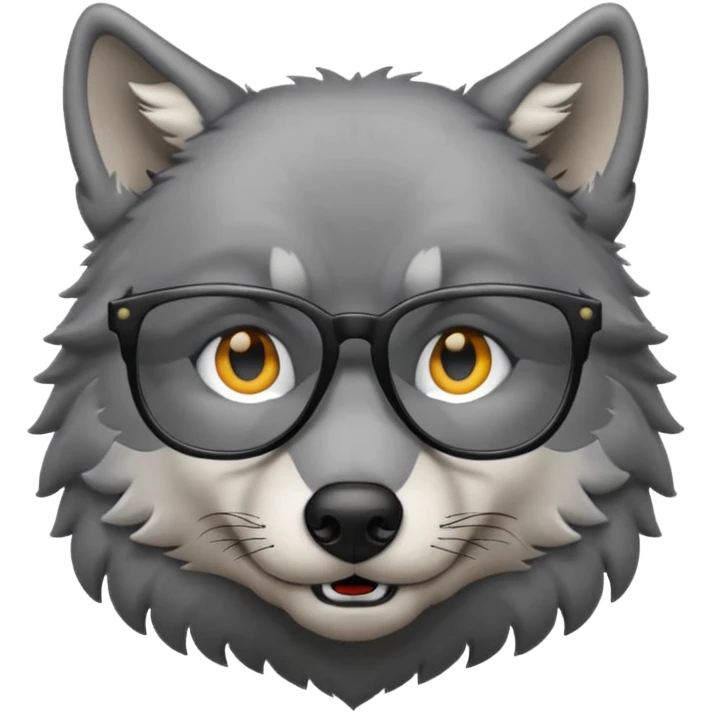 Wolf in blqck glasses emoji