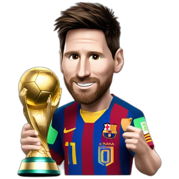 Messi con la copa del mundo emoji