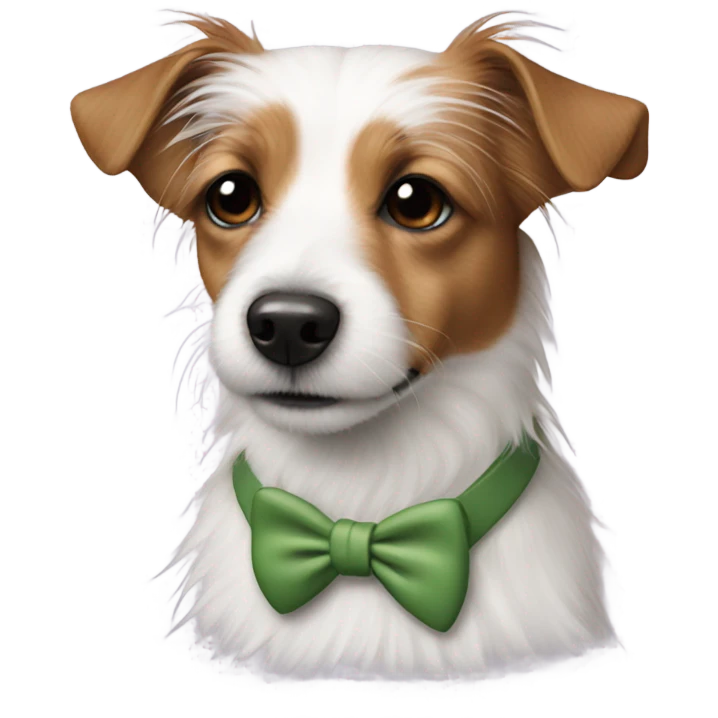 long haired jack russell wearing a bow  emoji
