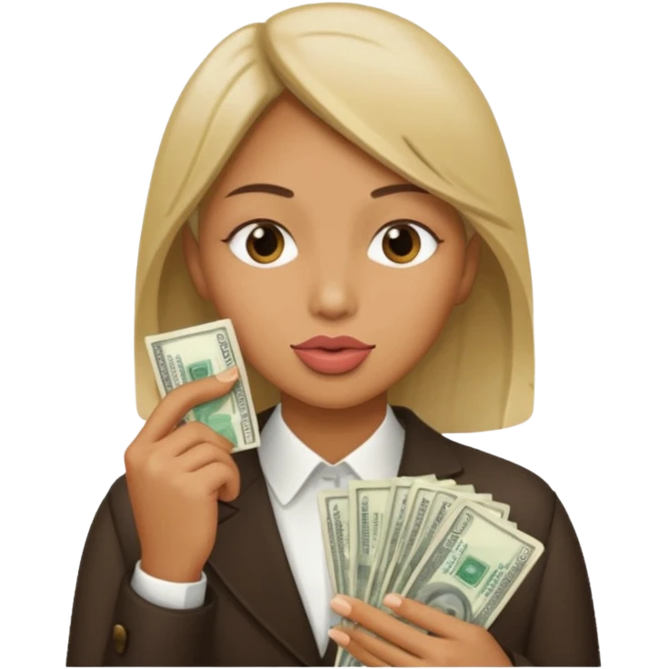 un banco de dinero y una persona haciendo gesto de silencio emoji
