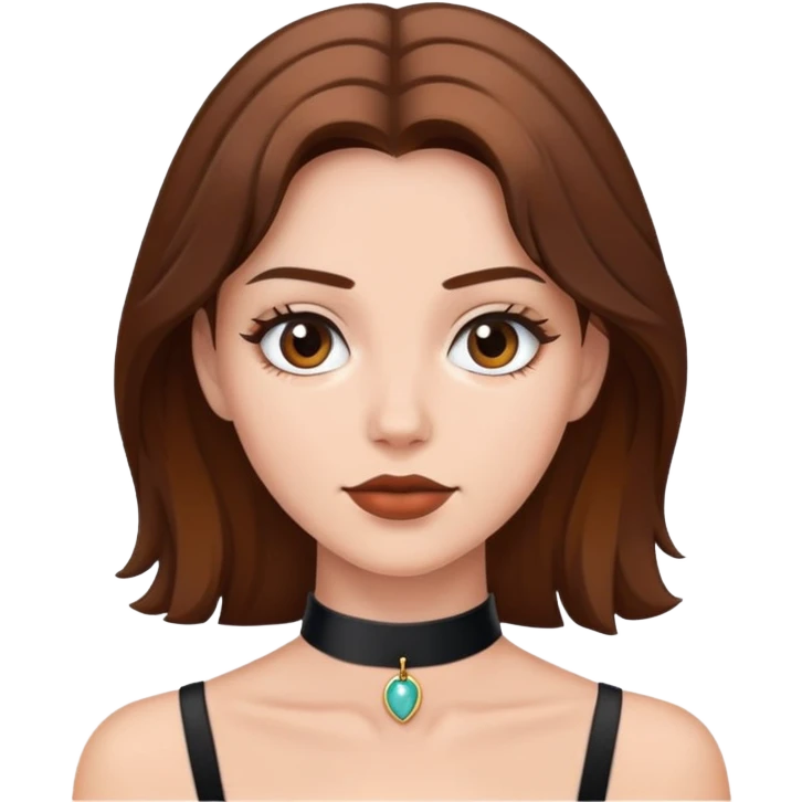 woman with brown hair and choker emoji