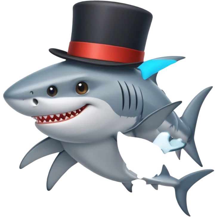 Shark with a top hat emoji