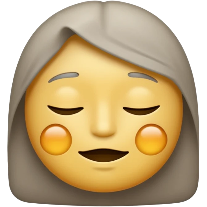 A neutral-colored emoji face (light gray or pale yellow) with half-closed eyes, small dark circles underneath, and a tiny straight-line mouth. A small power symbol (⏻) floats above the head or appears faded on the forehead, suggesting low energy or mental exhaustion. emoji