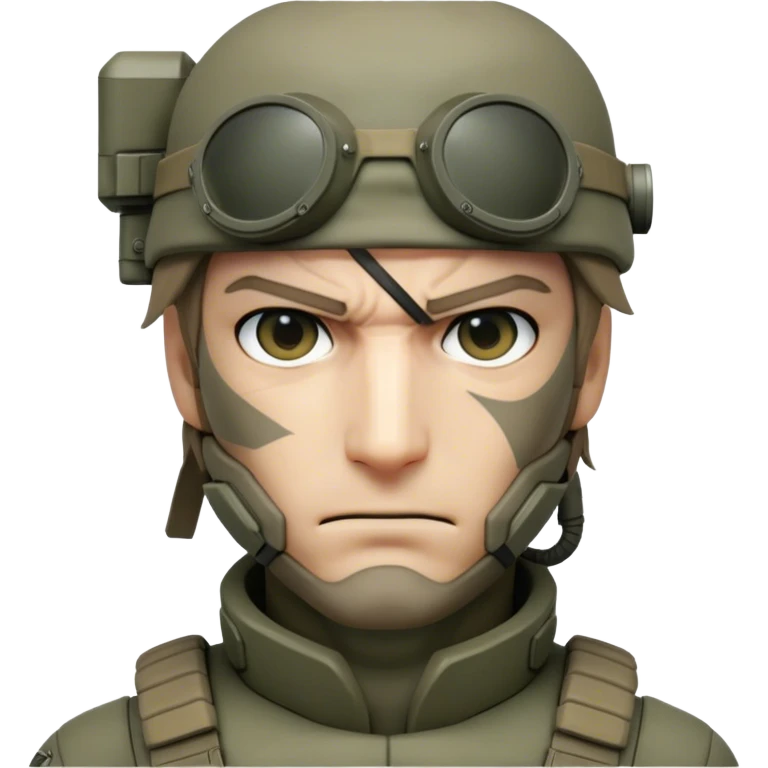 Cinematic Realistic Metal Gear Solid Snake Soldier Portrait, head tilted epicly and inquisitively, showcasing a commanding presence and tactical acumen. His weathered face, intense eyes, and meticulously rendered combat gear in muted earth tones are brought to life with lifelike clarity and dramatic lighting, high shine, epic and awe-inspiring, embodying the covert prowess of a true warrior of the shadows. emoji