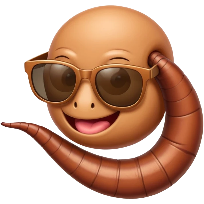 Un ver de terre avec des lunettes de soleil emoji