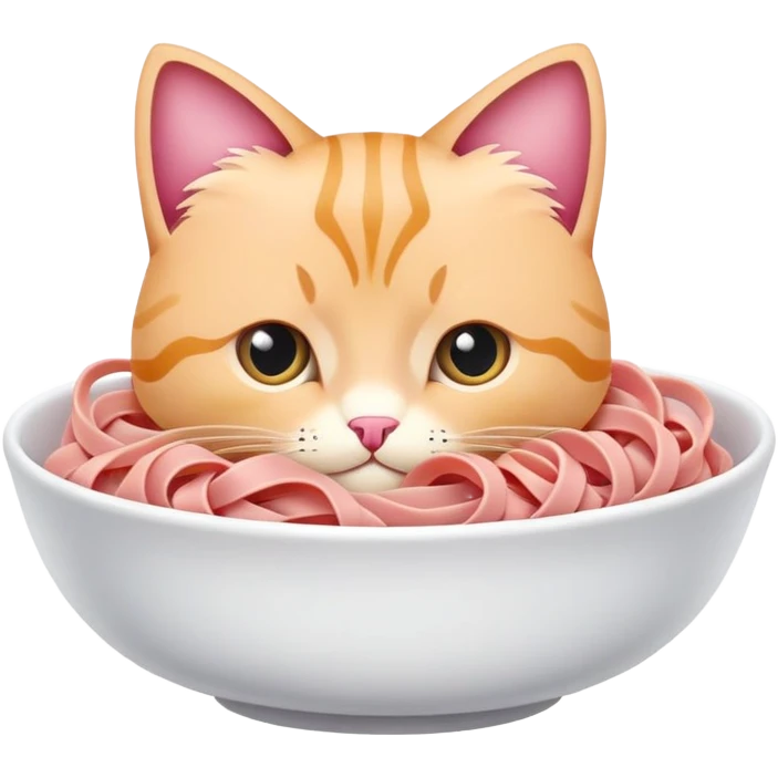 Pembe pasta yiyen turuncu kedi emoji