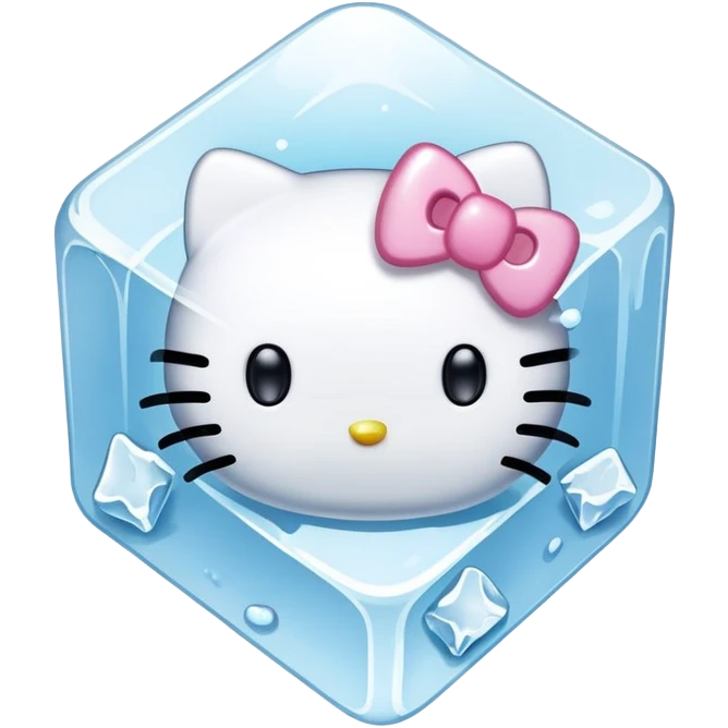 Cute hello kitty with ice cube emoji